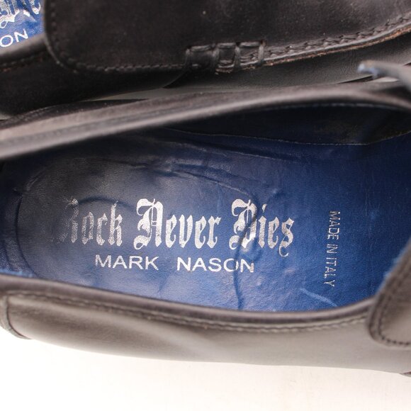 Mark Nason Rock Never Dies Men's 8.5 M Dragon Front Embossed Leather Brown ITALY - Picture 10 of 11